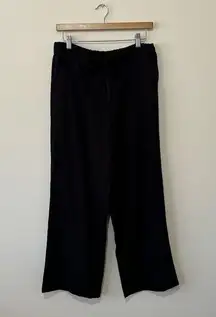 Talbots Womens Pants Size M Black Pockets Linen Wide Leg Boho Minimal Basic NWT