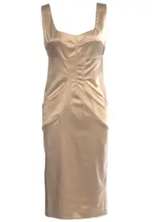 JUST CAVALLI CHAMPAGNE SATIN SHEATH‎ COCKTAIL PARTY DRESS M/8 NWT