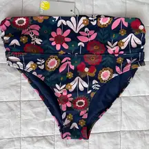 NWT Boden Blue & Pink Flora Bloom Classic Fold Full Coverage Bikini Bottoms-US 4