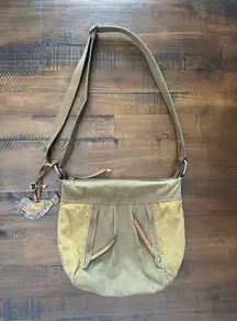 Fossil Vintage  Key Per Canvas Crossbody Purse Tan Corduroy Y2K 2000's