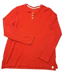 Burt’s Bees Baby Women's Red Thermal Long Sleeve Shirt Organic Cotton Size Large