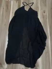 Free People Black Semi Sheer Cross Back Slit Midi Dress Women’s Large