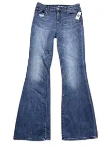 NWT GAP Women's High Rise Flare Jeans Size 6 Blue Medium Wash Distressed