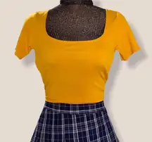 Square Neck Ribbed Crop Tee