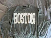 Green Ribbed Oversized Sweatshirt