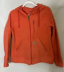 Carhartt Women's Full Zip Hoodie Jacket Orange Small S ‎ Warm Polyester Workwear