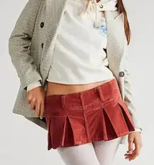 Free People Pleated Micro Mini Cord Skort in Roasted Russet Size 0 Low Rise Y2K