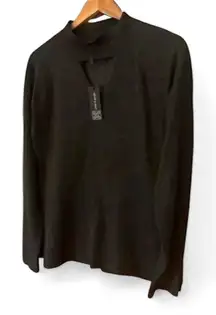 Cable & Gauge Metallic Gray Mock Neck Sweater Small