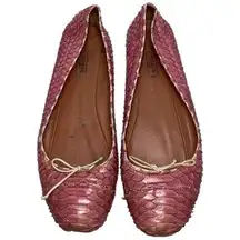 Alaia Women’s Size 37.5 6.5 Pink Rose Python Snakeskin Ballet Flats