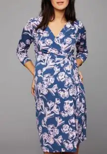 A Pea in the Pod Pleated Floral Maternity Wrap Dress