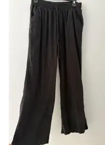 Briggs Linen Blend Wide Leg Pants Size M Black Beachy Lagenlook Boho Festival