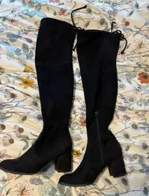 Black Thigh High Knee Heeled Boots