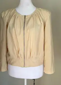 Gianni Bini Cream Zip-Up Blazer lightweight size M