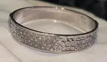 Coach Silver Women's Bangle Bracelet with Embossed Pattern. EUC
