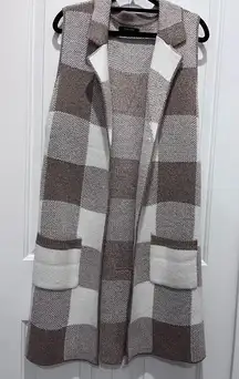 Love Tree Brown and White Plaid Vest