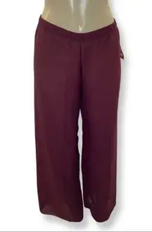 Zuliana Size Large Burgundy Elastic Waist Sheer Beach Pants. Made in USA. New