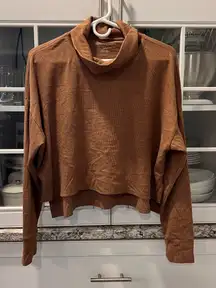 American Eagle Outfitters Brown Cowl Neck Cropped Long Sleeve