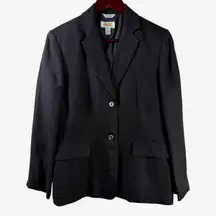 Vtg Talbots Petites Irish Linen Blazer Women's 10P 100% Linen Black Office