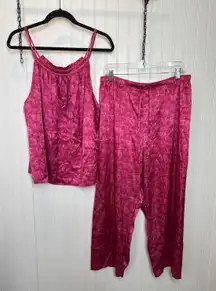 Oscar de la Renta Pink Label PJ Set Red Lounge Womens Size XL