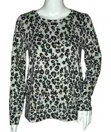 Loft Sleep Shirt Gray Black Pink Leopard‎ Print Sweatshirt Long Sleeve