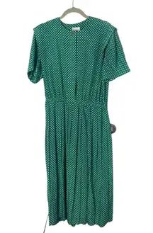 Leslie Fay Dresses SZ 16 Vintage green and white belted dress