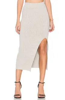 BCBG Ribbed Sweater Leg Slit Pencil Midi Skirt
