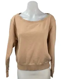 Spiritual Gangster Beige Tan Boat Neck Long Sleeve Sweatshirt Sweater Top Size S