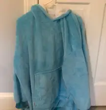 This is a blue snuggie from blankets and hoodies!