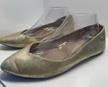 Old Navy gold metallic flats shiny pointy toe ballet slipper slip on size 9