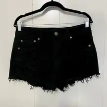 Black Distressed Cut Off Hi-Rise Festival Jean Shorts 10