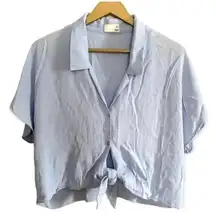 Wilfred Free Blue Crop Front Tie Top