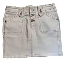 Vintage Y2K Cream Express Mini Skirt with Tan Stitching Size 1/2