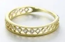 NEW 18k Gold Vermeil Diamond Cut Lattice Band Ring‎