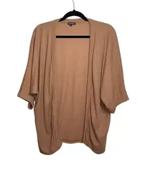 Tan Open Front Woven Kimono Sleeve Cardigan M/L