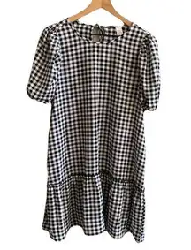 Divided H&M  Gingham Check Black and White Babydoll Dress Short Sleeve NWT Medium