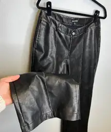 PRETTYLITTLETHING Black Faux Leather Straight Leg Pants Women's Size US 8