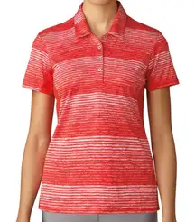 Adidas 3 Stripe Women’s Polo Red White Collared 24L 17W Stretchy Pre-owned‎