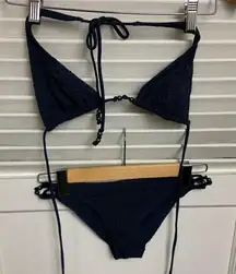 H&M US 4 Navy blue string bikini