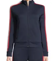 Tory Burch Sport Jacket Navy Blue with Red & White Racing Stripes -xs