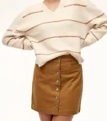 Aritzia Wilfred Free Karmen Corduroy Button Mini Skirt Golden Amber