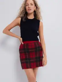 NWT POLO RALPH LAUREN Red Plaid Alpaca Blend Mini Skirt Sz L