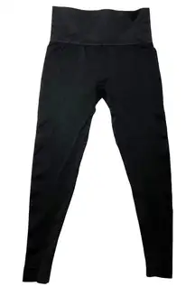 Set Active Seamless Leggings Women's Medium Black Ribbed High Waist Logo EUC