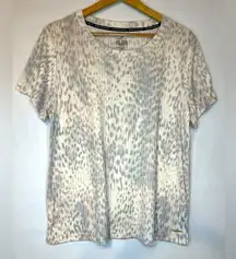 BCBGMaxAzria Cream Short Sleeve Cheetah Print Relaxed T-Shirt Women’s Size L