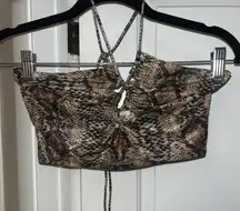 Snakeskin Print Halter Top