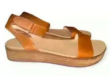 Steve Madden Women's Gaiya Cognac boho chic leather Platform Sandals size 8.5M