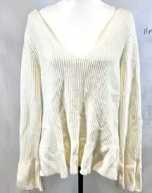 off white V-neck bar back knit sweater size 1X/2X NWT