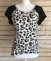 Forever 21 Leopard Print Sheer Short Sleeve Top