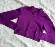 Bo+Tee  Purple Half Zip Cropped Workout Top Size XS