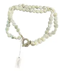 Park Lane White Pearl Rhinestone Lock Style Choker Necklace NWT Formal Elegant