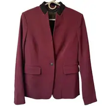 Rag & Bone Archer Two Tone Slim Tailored Stretch Burgundy Blazer Preppy 2